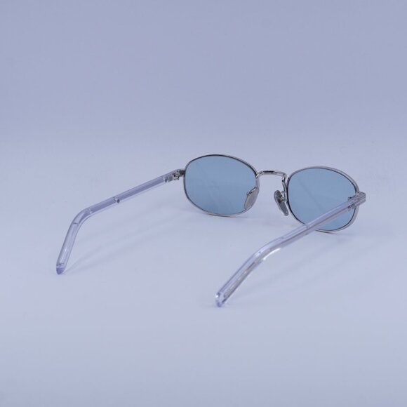 Prada PRB53S 1BC40N Sunglasses Silver Oval Frame, Azure Lenses main image 9